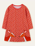 Deer Appliqu¡§| Long-Sleeved Dress - CCMOM