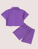 Denim Short Sleeve Set - CCMOM