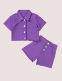 Denim Short Sleeve Set - CCMOM