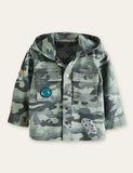 Dinosaur Camouflage Button Design Hooded Jacket - CCMOM