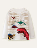 Dinosaur Printed Long-Sleeved T-shirt - CCMOM