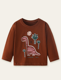 Dinosaur Printed Long-Sleeved T-shirt - CCMOM