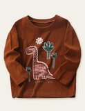 Dinosaur Printed Long-Sleeved T-shirt - CCMOM