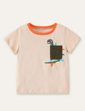 Dinosaur Printed Pocket T-shirt - CCMOM