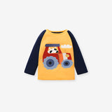 Driving Cow Appliqu¡§| Long Sleeves T-shirt - CCMOM