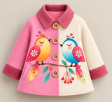 Lucky sale-Children's coat with a colorful cartoon parrot pattern