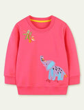 Elephant Appliqu¡§| Pullover Sweatshirt - CCMOM