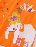 Elephant Printed round Neck Long Sleeve T-shirt - CCMOM