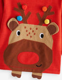 Elk Appliqu¡§| Fur Ball Long Sleeve T-shirt - CCMOM