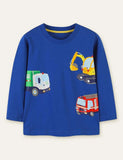 Excavator Fire Truck Printed Long Sleeve T-shirt - CCMOM
