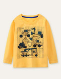 Excavator Printed Long-Sleeved T-shirt - CCMOM