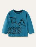 Excavator Printed Long-Sleeved T-shirt - CCMOM
