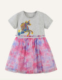 Girls' Animal Patch Short Sleeve Dress