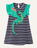 Children's Dinosaur Affixed Cloth Embroidered Dress
