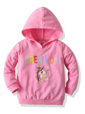 Spring and Autumn Girls' Long-Sleeved Cartoon Pink Hooded Sweater Children's Pony Sweater