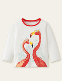 Flamingo Printed Long-Sleeved T-shirt - CCMOM