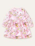 Floral Animal Rainbow Printed Long Sleeve Dress - CCMOM