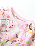 Floral Animal Rainbow Printed Long Sleeve Dress - CCMOM