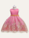 Floral Bow Embroidered Mesh Dress - CCMOM