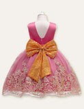 Floral Bow Embroidered Mesh Dress - CCMOM