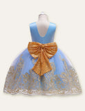 Floral Bow Embroidered Mesh Dress - CCMOM
