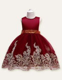 Floral Bow Embroidered Mesh Dress - CCMOM