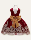 Floral Bow Embroidered Mesh Dress - CCMOM