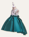 Floral Embroidered Bow Party Dress - CCMOM