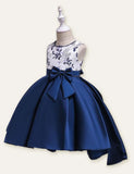 Floral Embroidered Bow Party Dress - CCMOM