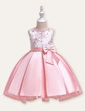 Floral Embroidered Bow Party Dress - CCMOM