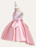 Floral Embroidered Bow Party Dress - CCMOM