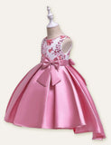 Floral Embroidered Bow Party Dress - CCMOM