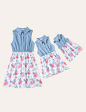 Floral Family Matching Denim Dress - CCMOM