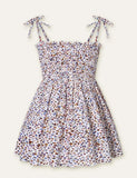 Floral Full Printed High Waist Spaghetti Strap Dress - CCMOM