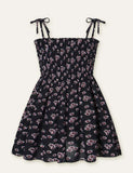Floral Full Printed High Waist Spaghetti Strap Dress - CCMOM