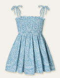 Floral Full Printed High Waist Spaghetti Strap Dress - CCMOM