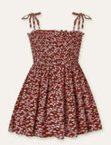 Floral Full Printed High Waist Spaghetti Strap Dress - CCMOM