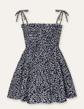 Floral Full Printed High Waist Spaghetti Strap Dress - CCMOM