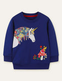 Floral Horse Appliqu¡§| Mushroom Embroidered Sweatshirt - CCMOM