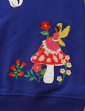Floral Horse Appliqu¡§| Mushroom Embroidered Sweatshirt - CCMOM