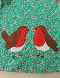 Floral Printed Bird Appliqu¡§| Dress - CCMOM