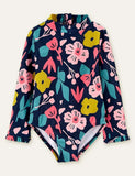 Floral Printed Long Sleeve Swimsuit - CCMOM