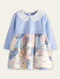 Floral Printed Rabbit Appliqu¡§| Dress - CCMOM