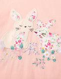 Floral Rabbit Appliqu¡§| Embroidered Long Sleeve T-shirt - CCMOM