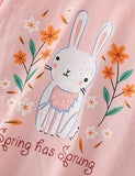 Flower and Rabbit Printed Long-Sleeved T-shirt - CCMOM