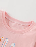 Flower and Rabbit Printed Long-Sleeved T-shirt - CCMOM