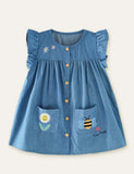 Flower Bee Embroidered Dress - CCMOM