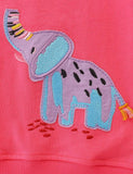 Flower Embroidered Elephant Appliqu¡§| Sweatshirt - CCMOM