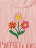 Flower Embroidered Long Sleeve Dress - CCMOM