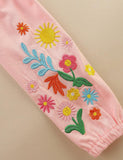 Flower Embroidered Long Sleeve Dress - CCMOM
